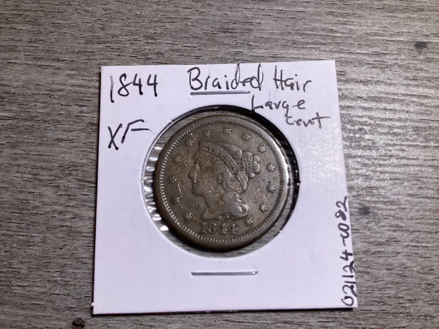 1844 Braided Hair Large Cent Extra Fine Condition U.S. Copper Coin-021124-0082