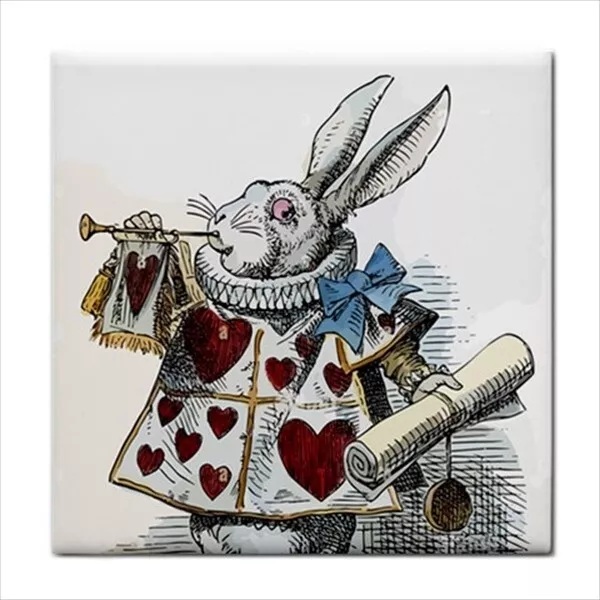 Alice In Wonderland Ceramic Tile White Rabbit Herald