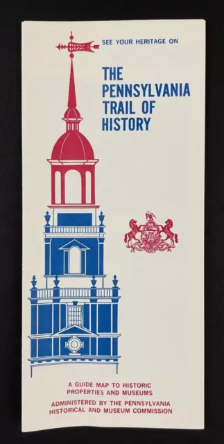 Pennsylvania History Trail Vintage Travel Brochure Tourist Guide Map PA Colonial