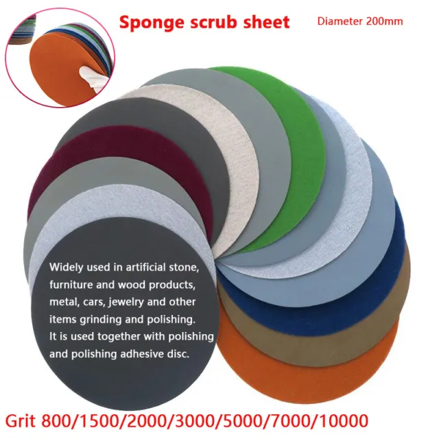 Sponge Polishing Sheet 200mm Diameter 1500grit-10000grit Abrazine Disc Scrub