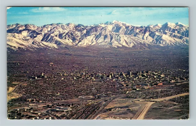 Salt Lake City UT-Utah, Aerial View, Mountains, Vintage Postcard