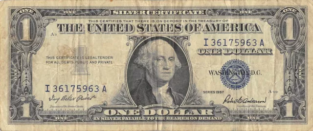 USA / Silver Certificate  $1  Series 1957  Block  I-A  Circulated Banknote QZ16