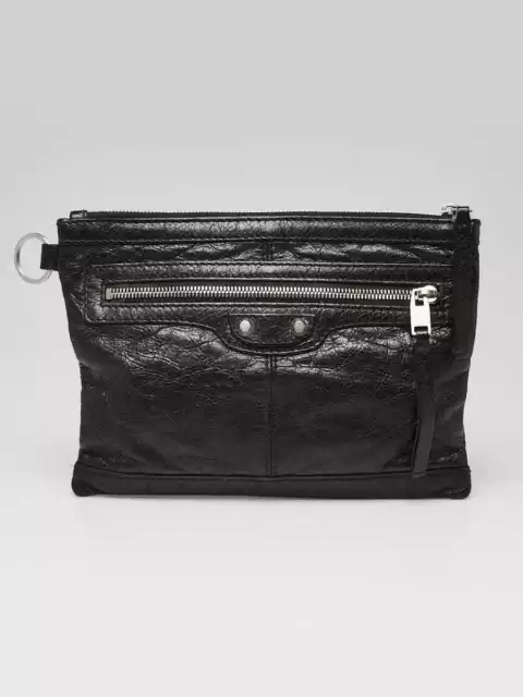 Balenciaga Black Lambskin Leather Classic Clip Clutch Bag