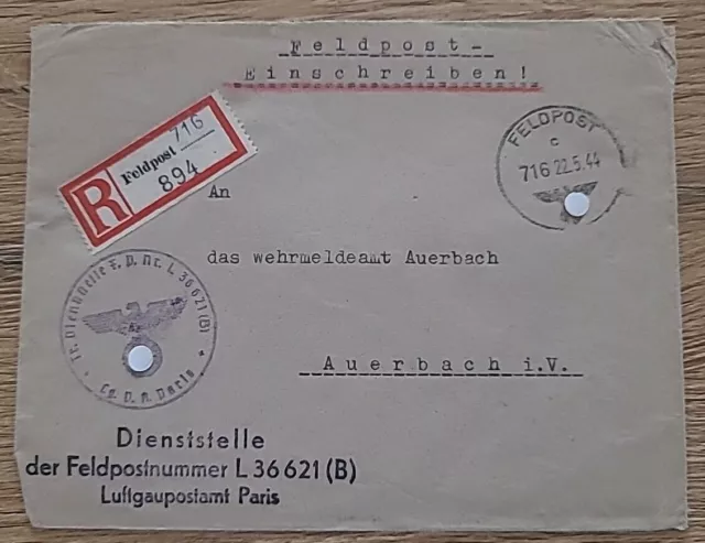 Reco Einschreiben Auswahl Varianten Deutsches Reich Feldpost Wehrmacht VII