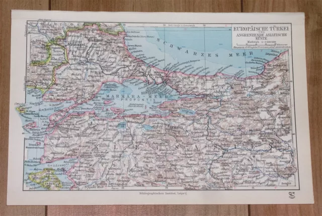 1928 Original Vintage Map Of Istanbul Constantinople Vicinity Marmara Sea Turkey