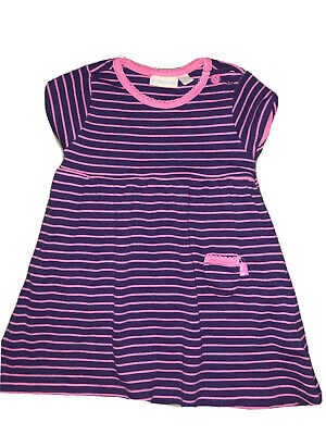 VGC Baby Girls JOJO MAMAN BEBE Purple striped short sleeve dress 6-9-12 months