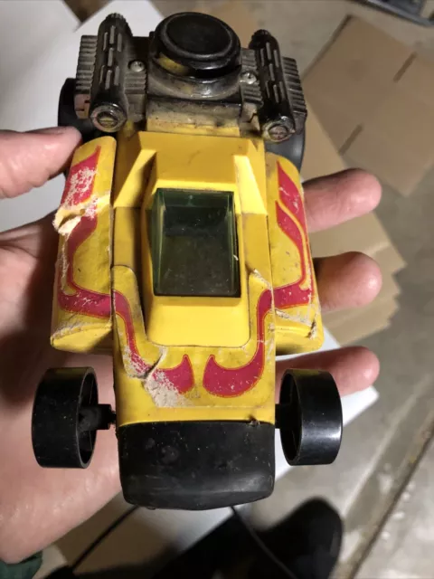 Vintage 1972 Remco Road Devils Mechanical Wind Up Car Toy Vehicle Yellow