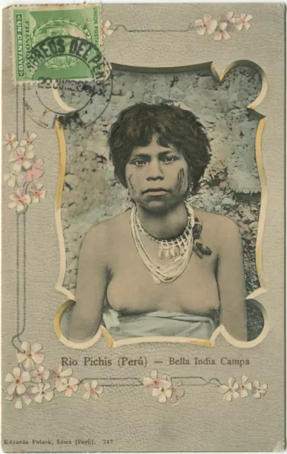 BELLA INDIA CAMPA, RIO PICHIS, ETHNISCHER NUDE - Peru Postkarte