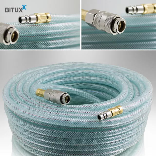 Bituxx 50 Meter PVC Druckluftschlauch mit 1/4" Steckkupplungen Kompressor 50m