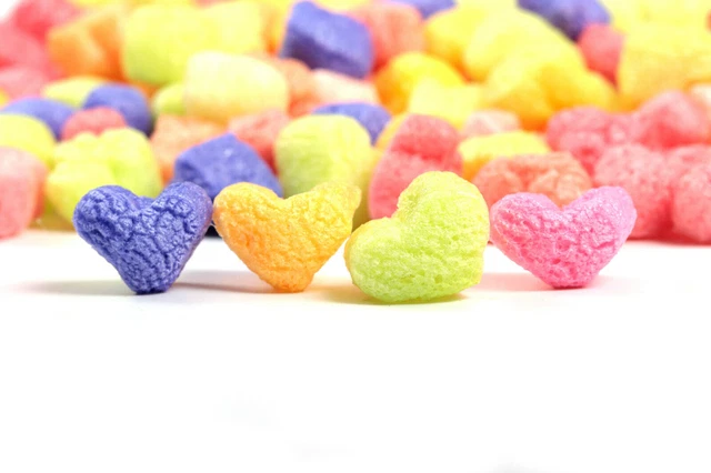 Funpak Packing Peanuts Rainbow Hearts 1.5 Cu Ft Compostable Biodegradable