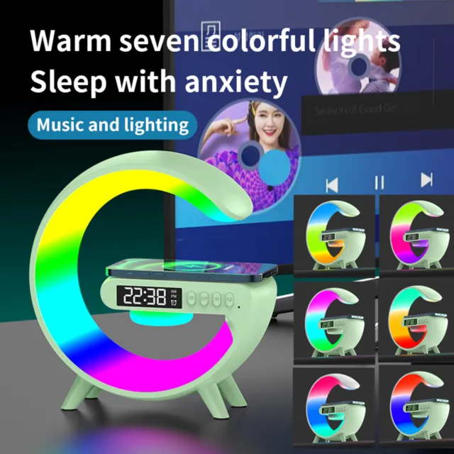 Music Player with Ambient Light Colorful Display Speaker 4-in-1 Wireless Charger