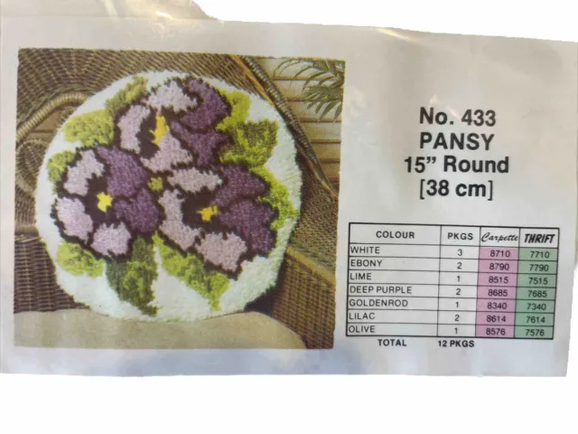 Bouquet No. 433 Pansy Round 15” Latch Hook Printed Canvas Lot Of 2 Granny Core