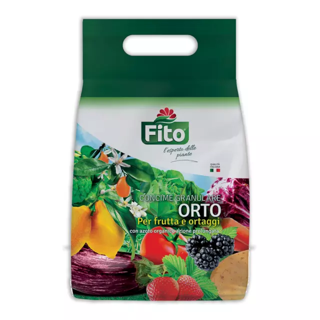 FITO Concime Organico Granulare Frutta e Ortaggi 5Kg con Azoto Azione Prolungata