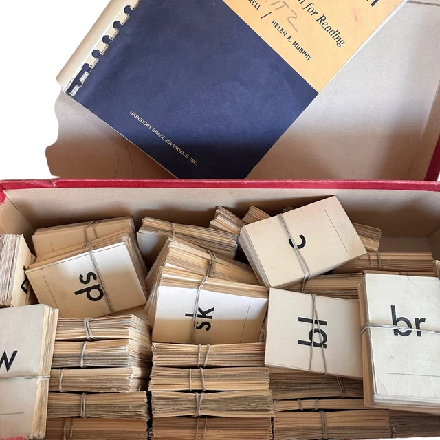 Tarjetas de carta vintage de buzón de aula de Phonics distribuidores de diario basura efímeros