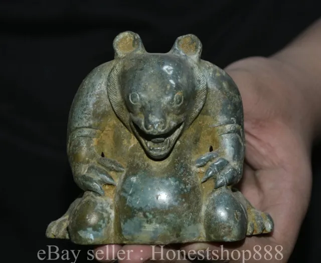4" Rare Old Chinese Bronze Ware Dynasty Palace Bear Xiong Beast Sculpture
