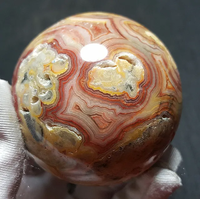TOP 282G 58MM Natural Polished Crazy Banded Agate Crystal Sphere Ball YT670