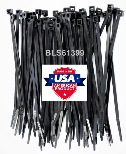 100 USA Made TOUGH TIES 6" inch 40lb Nylon Tie Wraps Wire Cable Zip Ties Black