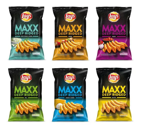 LAYS MAXX Deep Ridged Chips Crisps SALSA / DILL / KEBAB / CHEESE ONION / SALTED