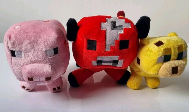 MOJANG MINECRAFT PLUSH Bundle Ocelot Pig Mooshroom 6 Inch Toys x3 £14.