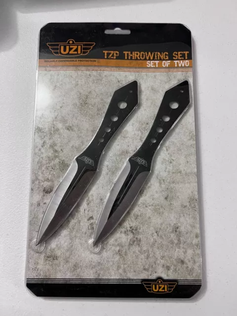 New UZI TZP Throwing Knife Set 8" Stainless Steel Blade Set Black/Silver