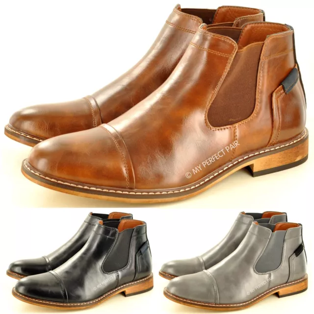 Hommes Chelsea Bottes Style Italien à Enfiler Bout Pointu Bottines Tailles UK