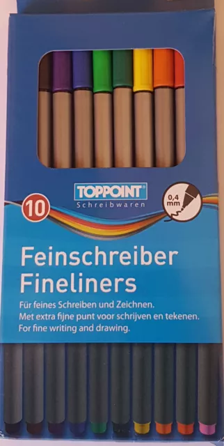 TOPPOINT - 10 Stück  Fineliner / Feinschreiber / Stifte - 0,4 mm - But gemischt