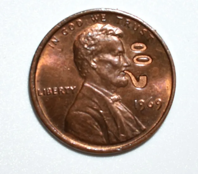 Rare 1969 Lincoln 1 Cent Penny Smoking Lincoln Novelty Collectible Rainbow Tone