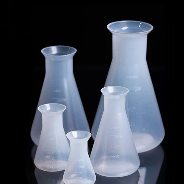 PLASTIC CONICAL FLASK Erlenmeyer Flask Chemistry Biological Laboratory