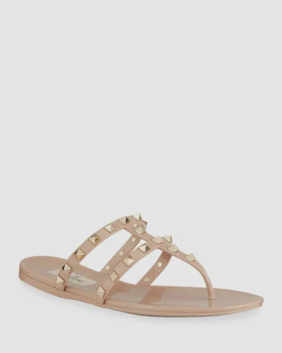 Valentino Garavani Rockstud Poudre Jelly Thong Sandal Size 38 $450