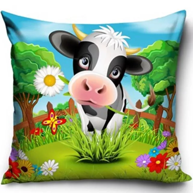 FARMTIERE BAUERNHOF KINDER KISSENBEZUG CA.40x40 CM FARMTIERE NUTZTIERE BAUERNHOF