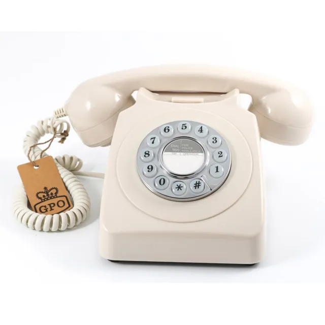 GPO 746 Retro Rotary Push Button Desk Phone Ivory Home Office