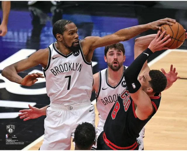 Kevin Durant Brooklyn Nets Unsigned Block vs. Chicago Bulls Photograph