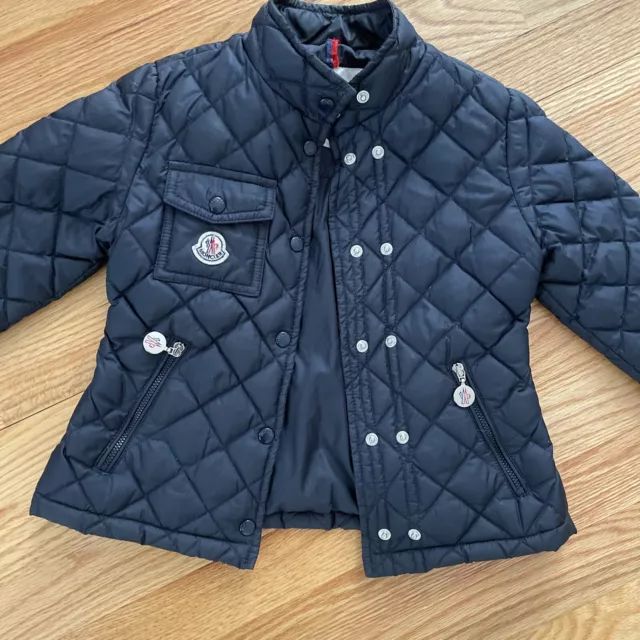 Moncler Kids Black Coat Jacket Hood Sz 6y 2