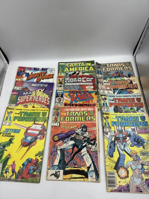 VTG COMIC BOOK LOT of 12 MIXED MARVEL Transformer,Captain America,Mighty Mouse