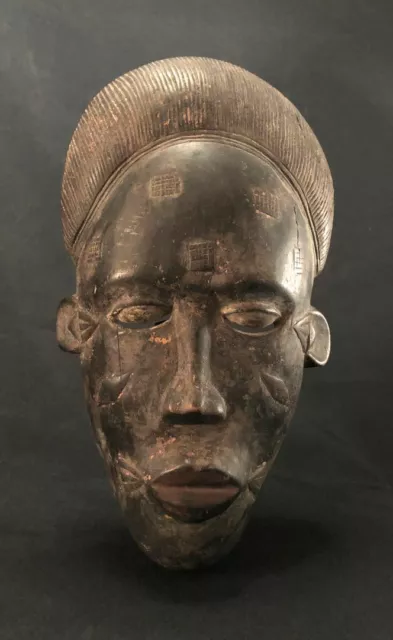 Early to Mid 20th C Ivory Coast African Mask, Most Likely Yaure Baule Portrait