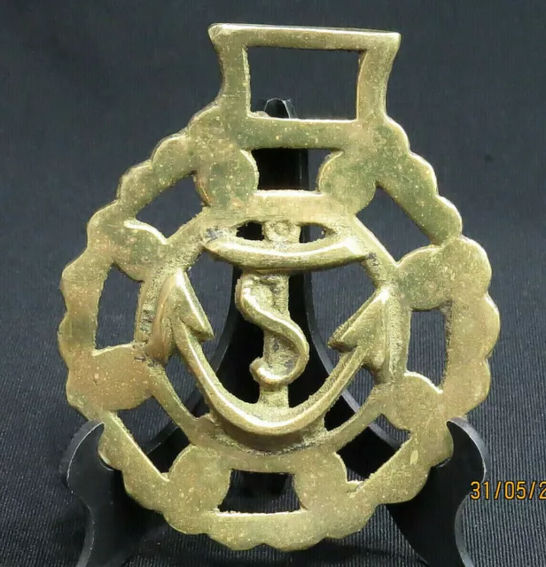 Vintage Horse Brass Medallion Harness Getts Naval Ship Anchor Boat Sail Navy