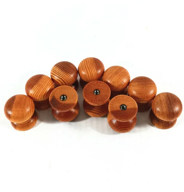 10 PCS Round Wood Finished Drawer Knobs Pulls Handles Cupboards Cabinets New!