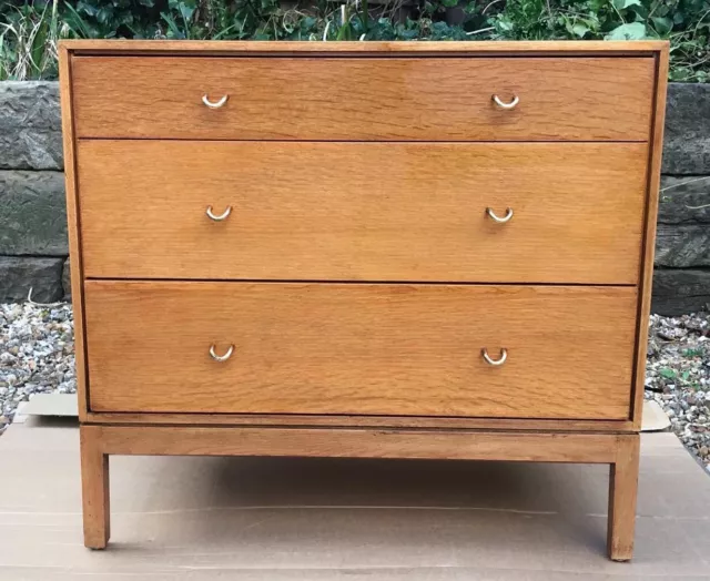 Stag - Mid Century Vintage - Oak Chest of 3 Drawers - by John and Sylvia Reid