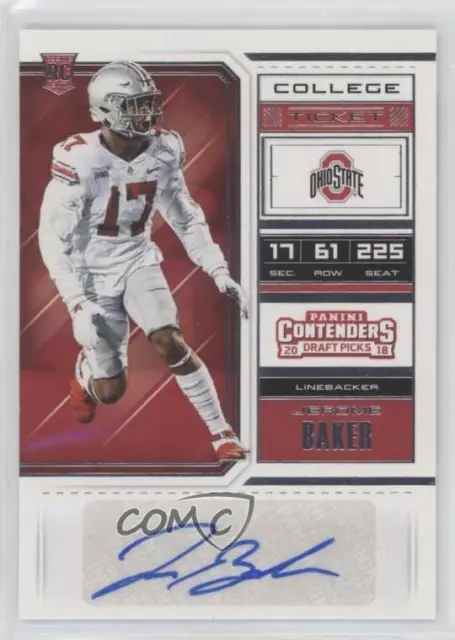 2018 Panini Contenders Draft Picks College Ticket Jerome Baker Rookie Auto RC