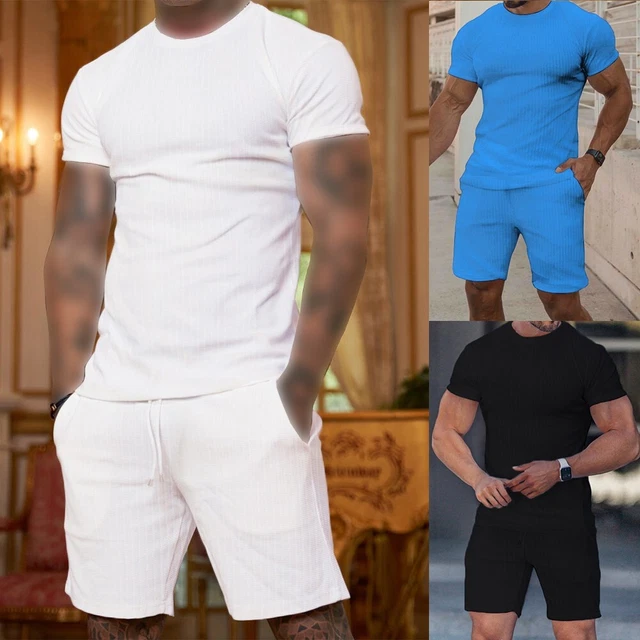 Uomo Top T-Shirt Manica Corta Camicie Pantaloncini Abiti Felpa con Cappuccio