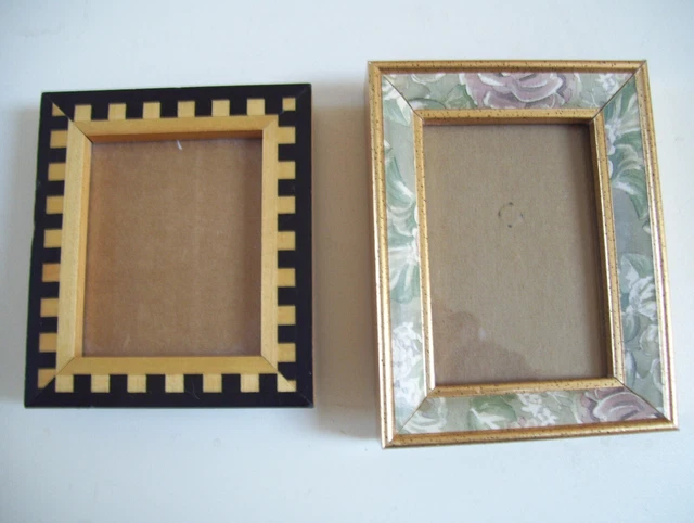 Set Of 2 Unsigned Small Picture Frames One Wood One Metal