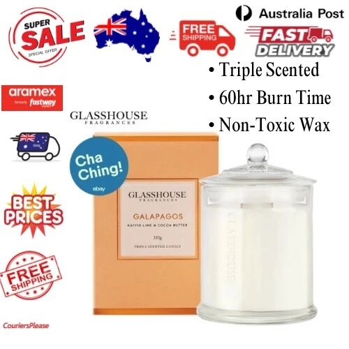 GLASSHOUSE GALAPAGOS Kaffir Lime & Cocoa Butter 350g Triple Scented