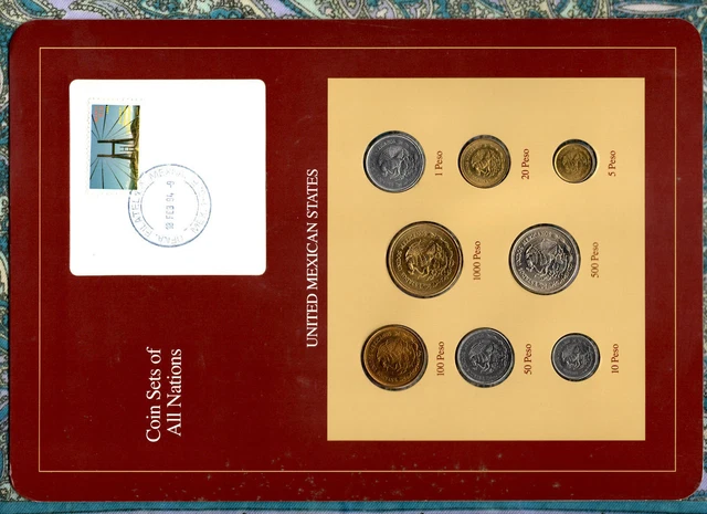 Coin Sets of All Nations Mexico 1985-1990 500 Pesos 1988 100,1000 Pesos 1990