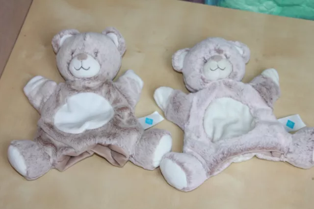 Doudou Tex Baby Ours Marionnette Blanc Marron Chine Lot 2 Neuf