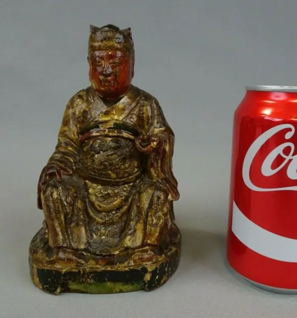Antique Indo Chinese Burmese Tibetan Carved Lacquer Wood Buddha 19th C.