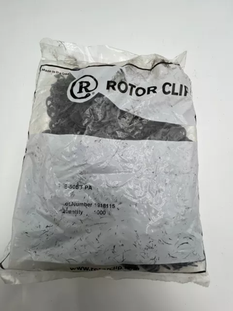 Bag of 1000 Rotor Clip E-50ST PA 1/2" E Style External Retaining Rings