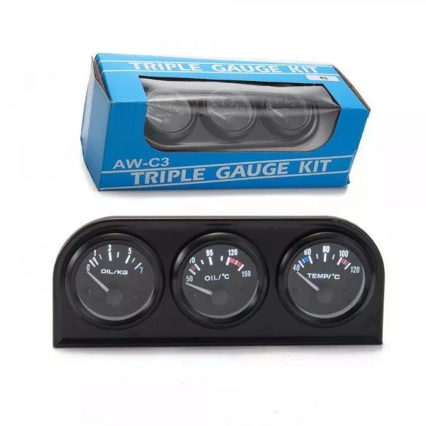 52Mm 3In1 Kit Oil Temp Gauge Jauge M-6730 L'eau Temperature Pression D'huile