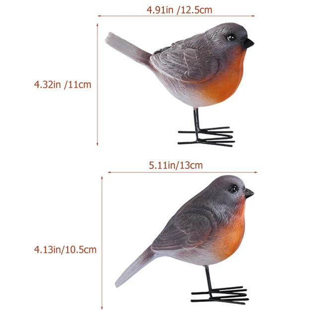 2Stk Dekorativer Vogel Vogelschmuck Künstlicher Bonsai Vogelstatuen Dekorationen 3