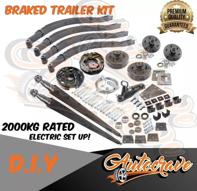 Tandem Trailer Kit Diy Electric Braked Axle 2000Kg Square 6 Stud Land Cruiser