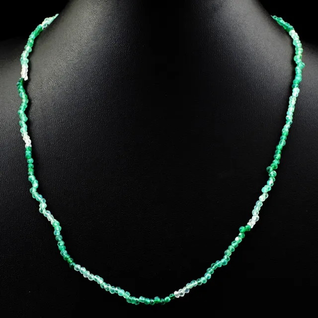 Faceted 40.00 Cts Natural Green Fluorite Round Shape Beads Necklace JK 39E166
